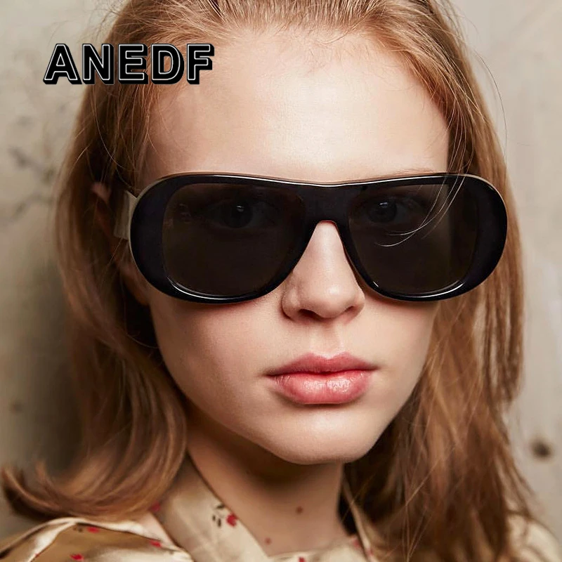 ANEDF фирменный дизайн Овальная оправа большие шарнирные солнцезащитные очки для