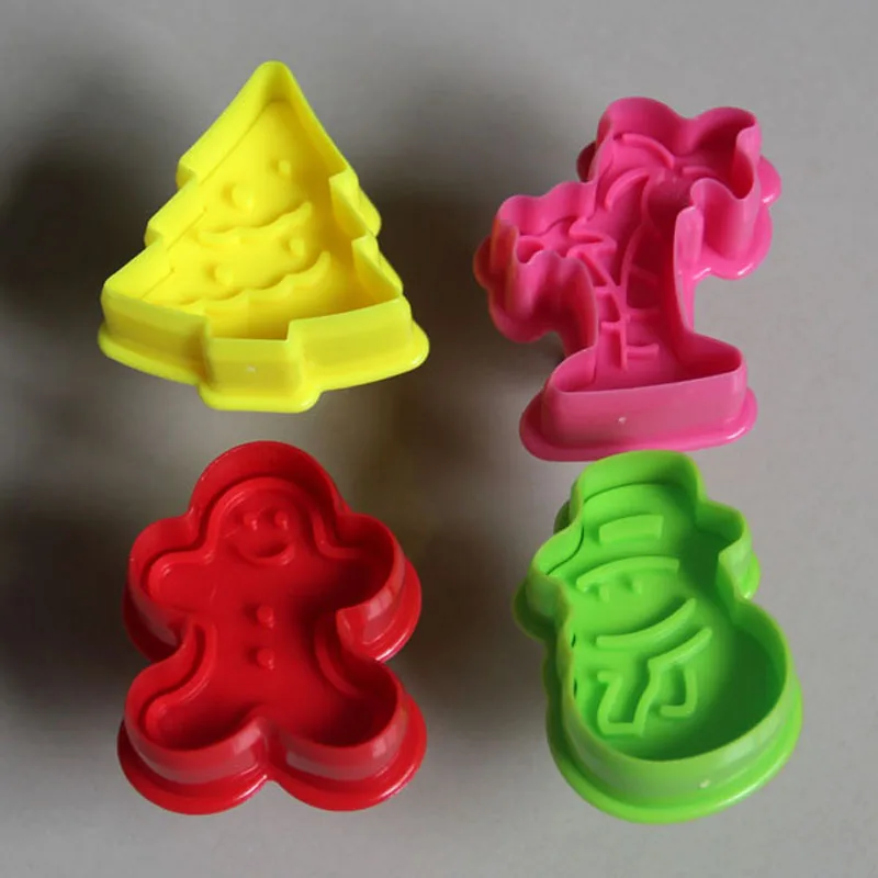Бесплатная доставка пластиковые 4 шт. Рождественская тема торт помадка Плунжер