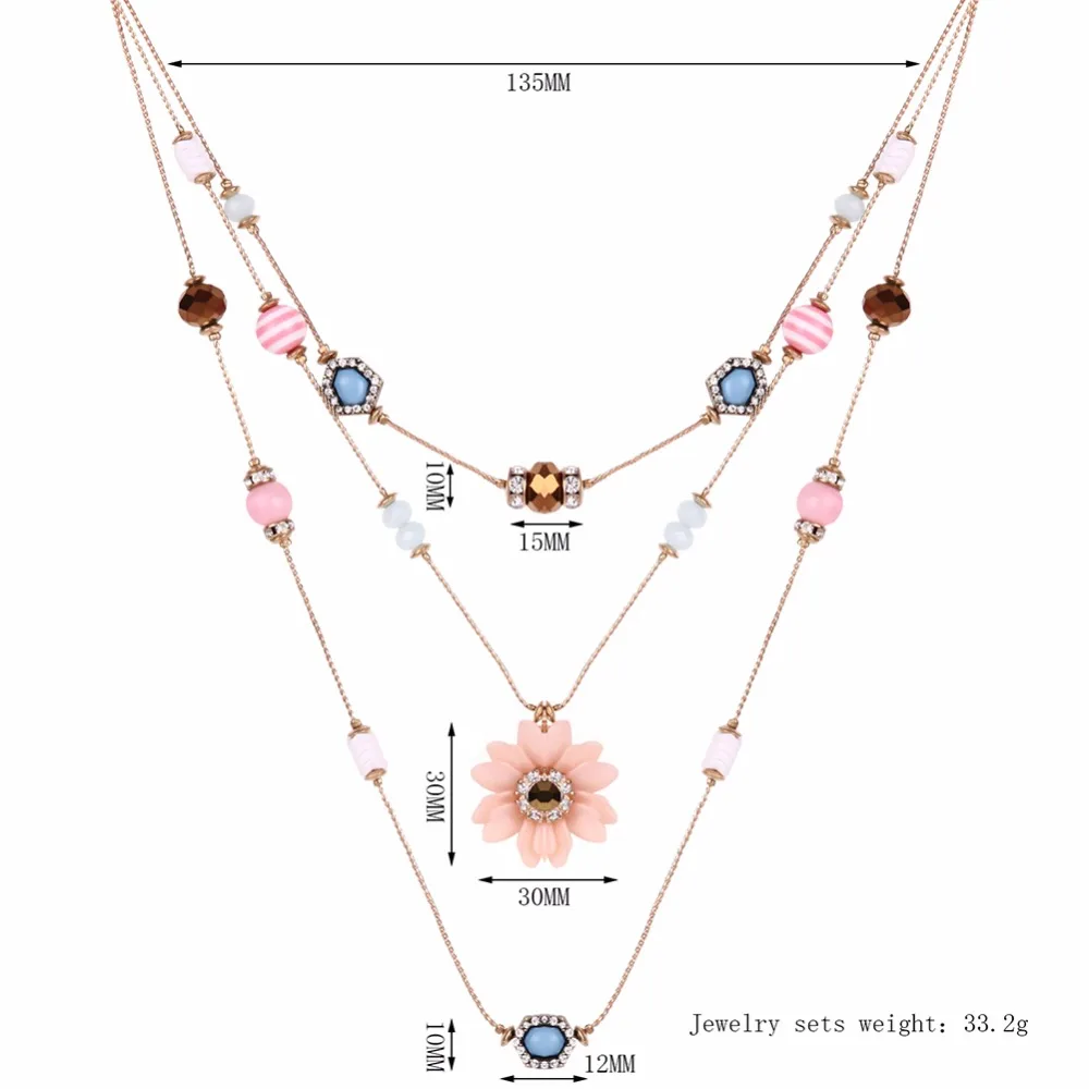 Лидер продаж в Европе и Америке многослойное ожерелье с бусинами бутонами виде