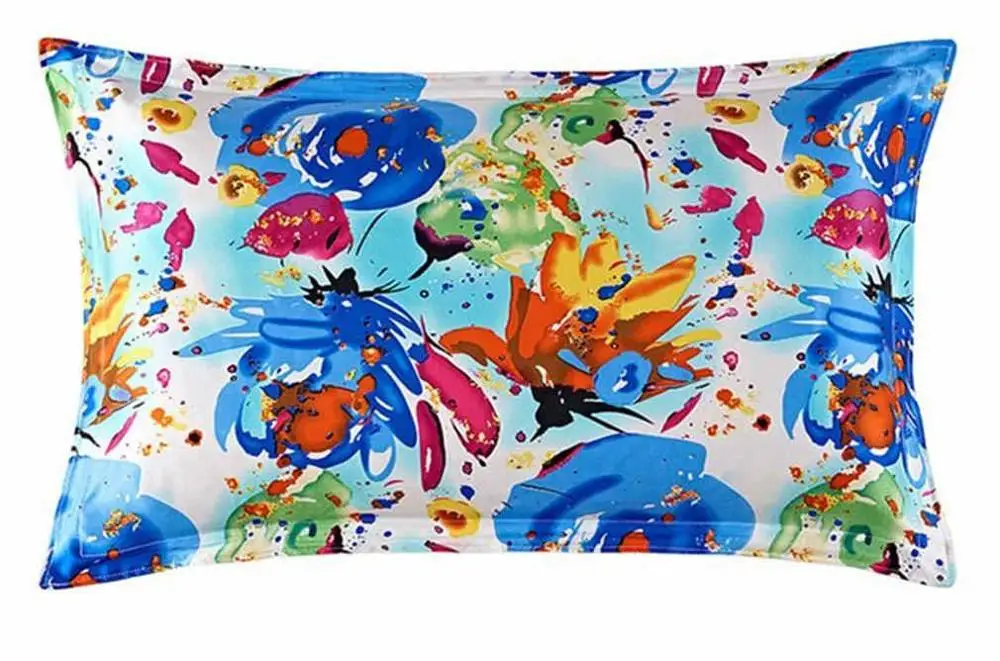 

Односторонняя наволочка 1 шт. 100% шелковая наволочка с принтом цветов шелковая наволочка стандартная Королева кинг