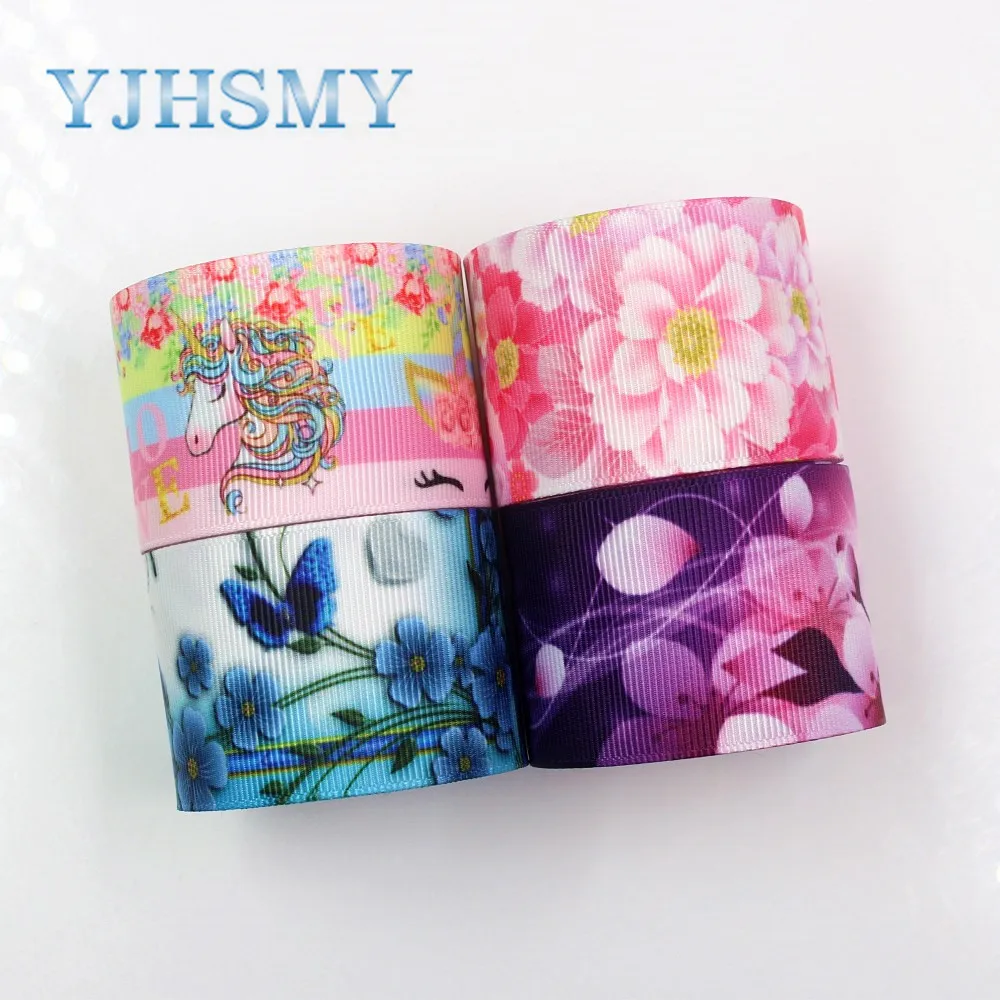 YJHSMY G-181005-1328 10 ярдов 38 мм весенние цветы ленты термопечать grosgrain DIY Ручная работа
