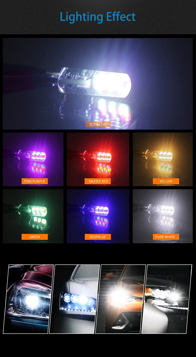 Цветная(RGB) светодиодный T10 W5W светодиодный 194 168 W5W 5050 SMD Купол автомобилей чтение светильник автомобилей Клин лампа RGB светодиодный светодиодные лампочки с пульта дистанционного управления 12V
