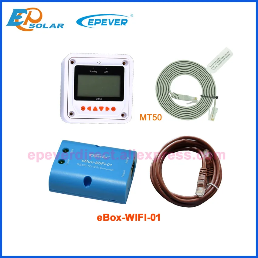 with MT50 and WIFI EPever MPPT 100A контроллер солнечного заряда 12 В 24 в 36 в 48 в с подсветкой ЖК-дисплей для макс. 200 в PV вход Запись в реальном времени 10415AN 10420AN - Цвет: with MT50 and WIFI