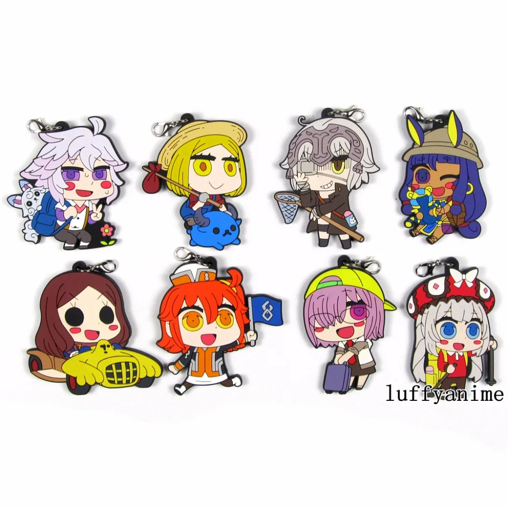 

Fate Grand Order FGO Rubber Pendant Mascot Fujimaru Ritsuka Alter Mash Kyrielight Merlin Cute Anime phone Strap Keychain