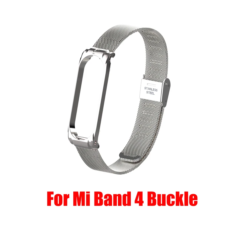 Mi 4 Buckle Silver Браслет из нержавеющей стали для mi Band Xiao mi 2, смарт-кожаный ремешок для наручных часов, ремешок для Xiaomi mi, 3 браслета, аксессуары - Цвет: Mi 4 Buckle Silver
