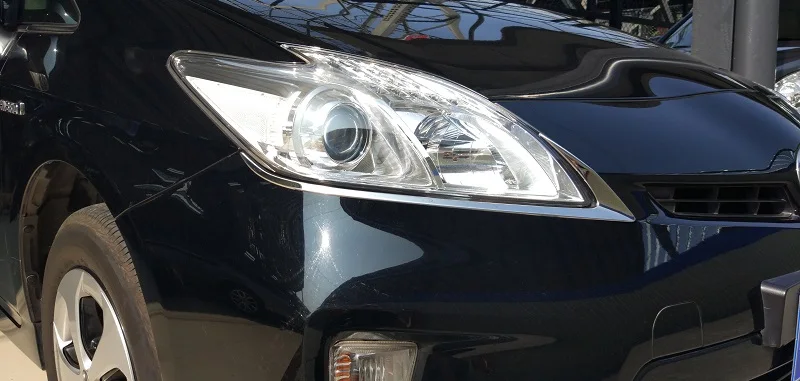 Нержавеющая сталь спереди бровей фары крышка фар планки для Toyota Prius ZVW30 facelift 2012 2013