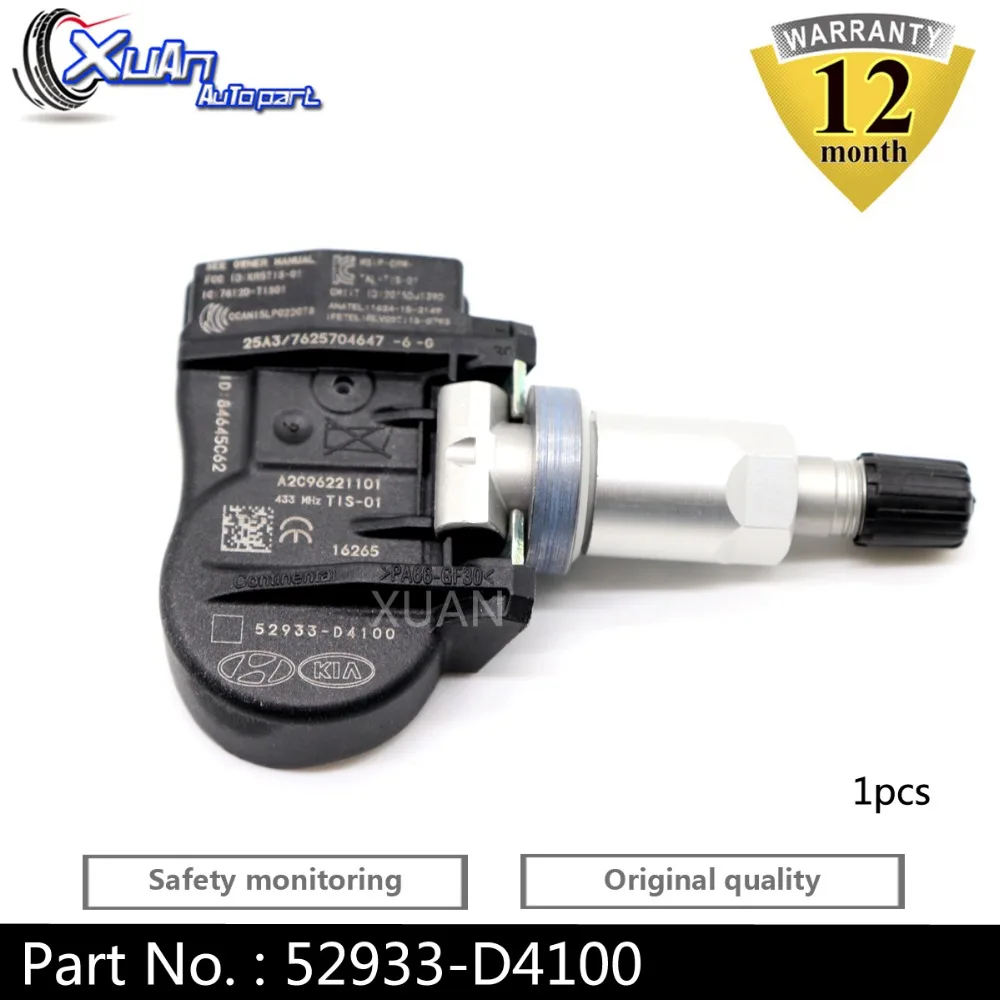 XUAN 1 шт. датчик давления в шинах TPMS сенсор 52933-F2000 для hyundai Elantra i30 Ioniq Kona Kia Niro Optima Sportage