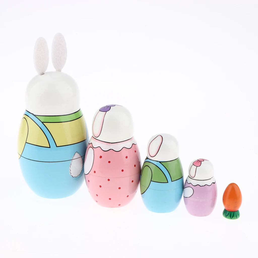 5 шт./набор, синие куклы ручной работы, русские Матрешки, Matryoshka, кролик, животные, новинка, Русская Матрешка, набор деревянных кукол, детская игрушка, кукла