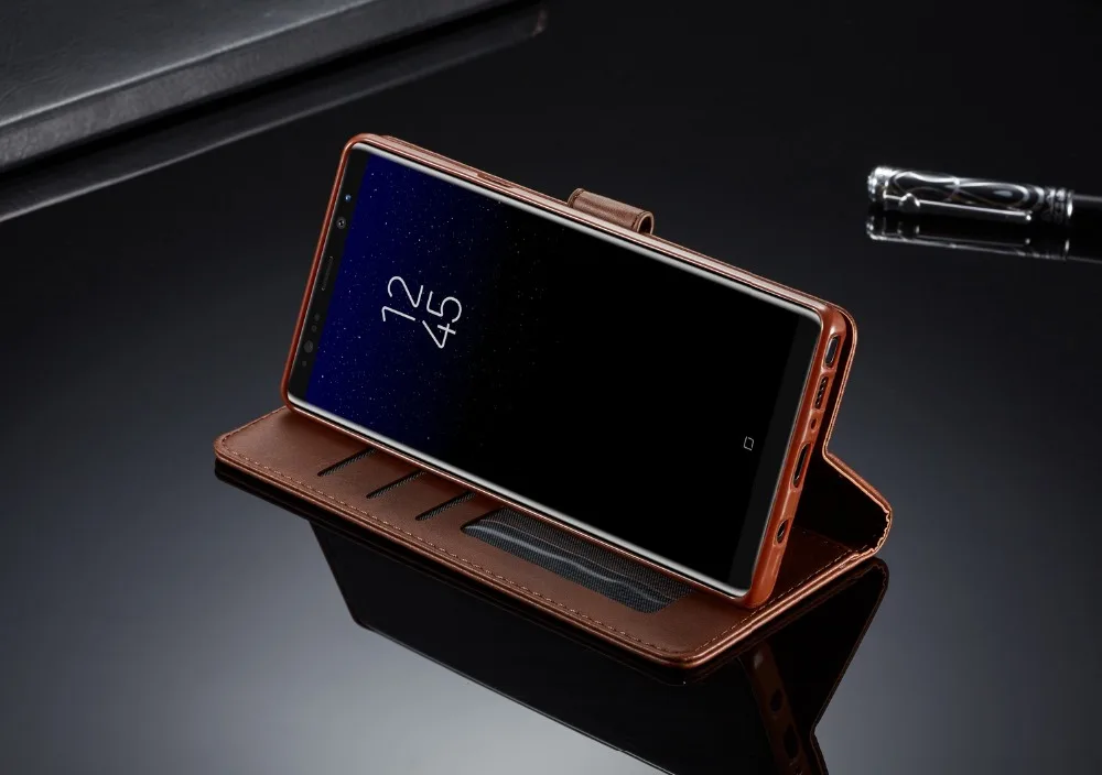 Роскошный кожаный чехол книжка для телефона Samsung Galaxy Note 9 с магнитной подставкой 8