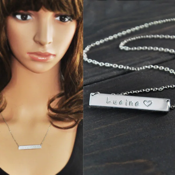 Персонализированные Имя ожерелье персонализированные Выгравированные бар имя