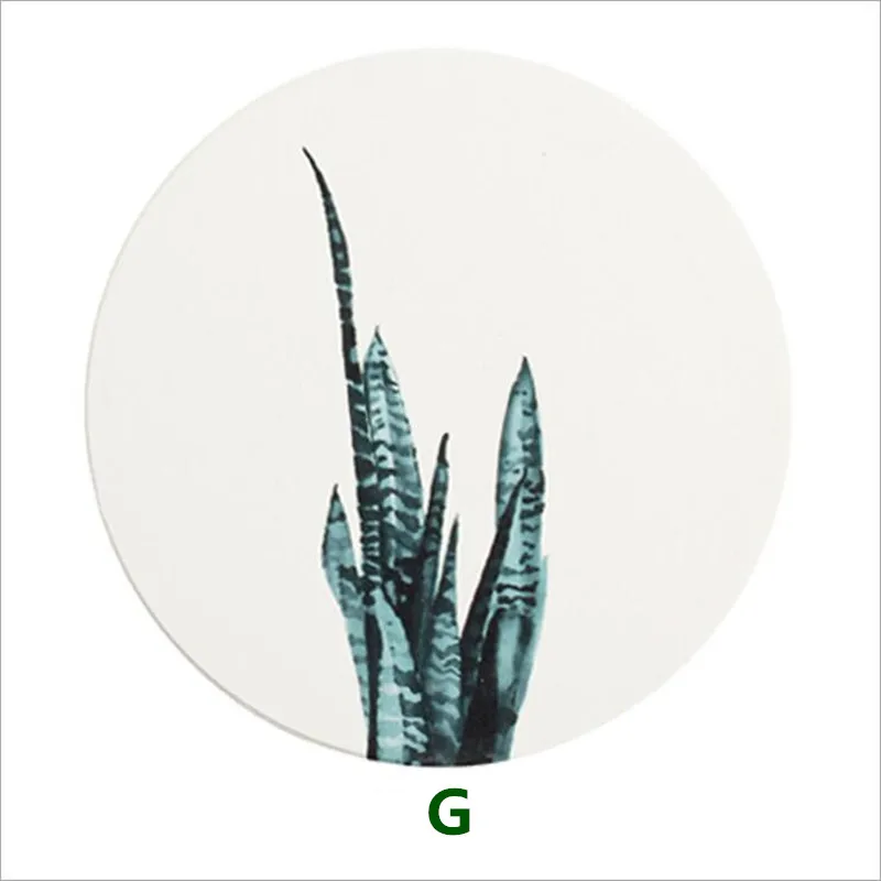 Round G CFen A's Green Plant подставки для напитков керамические подставки подставка для чайной чашки круглый стол коврик подставка для кофе чайная чашка коврики 1 шт - Цвет: Round G