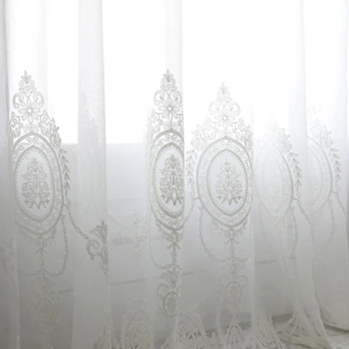 Embroidery Tulle LOZUJOJU цельнокроеное платье вышивка занавески Тюль Цветочный Рисунок капли для Спальня белый прозрачный Элегантный Панель нить ткань - Цвет: Embroidery Tulle