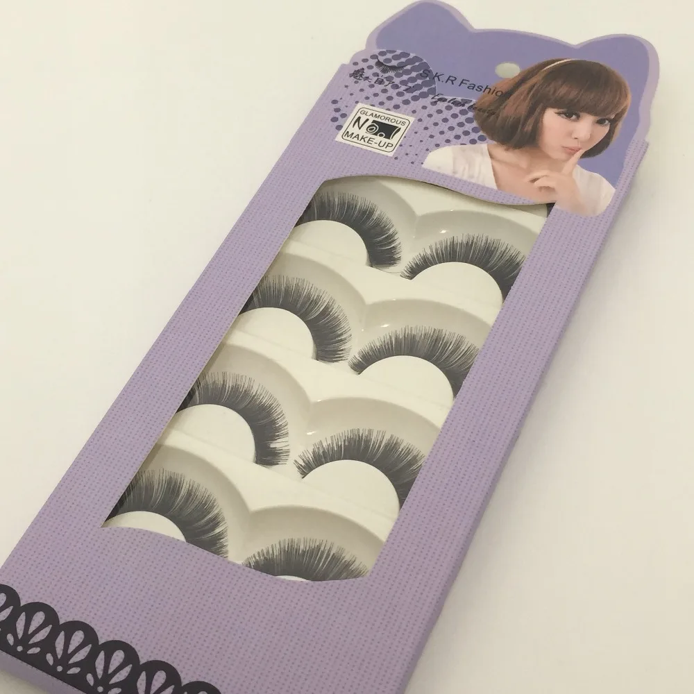 Красота Инструменты 5 пар натуральные длинные толстые черные Накладные ресницы