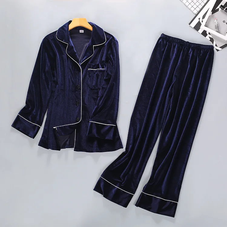 Женский Велюровый костюм 2 шт. топ и штаны ночной халат пижама Повседневная