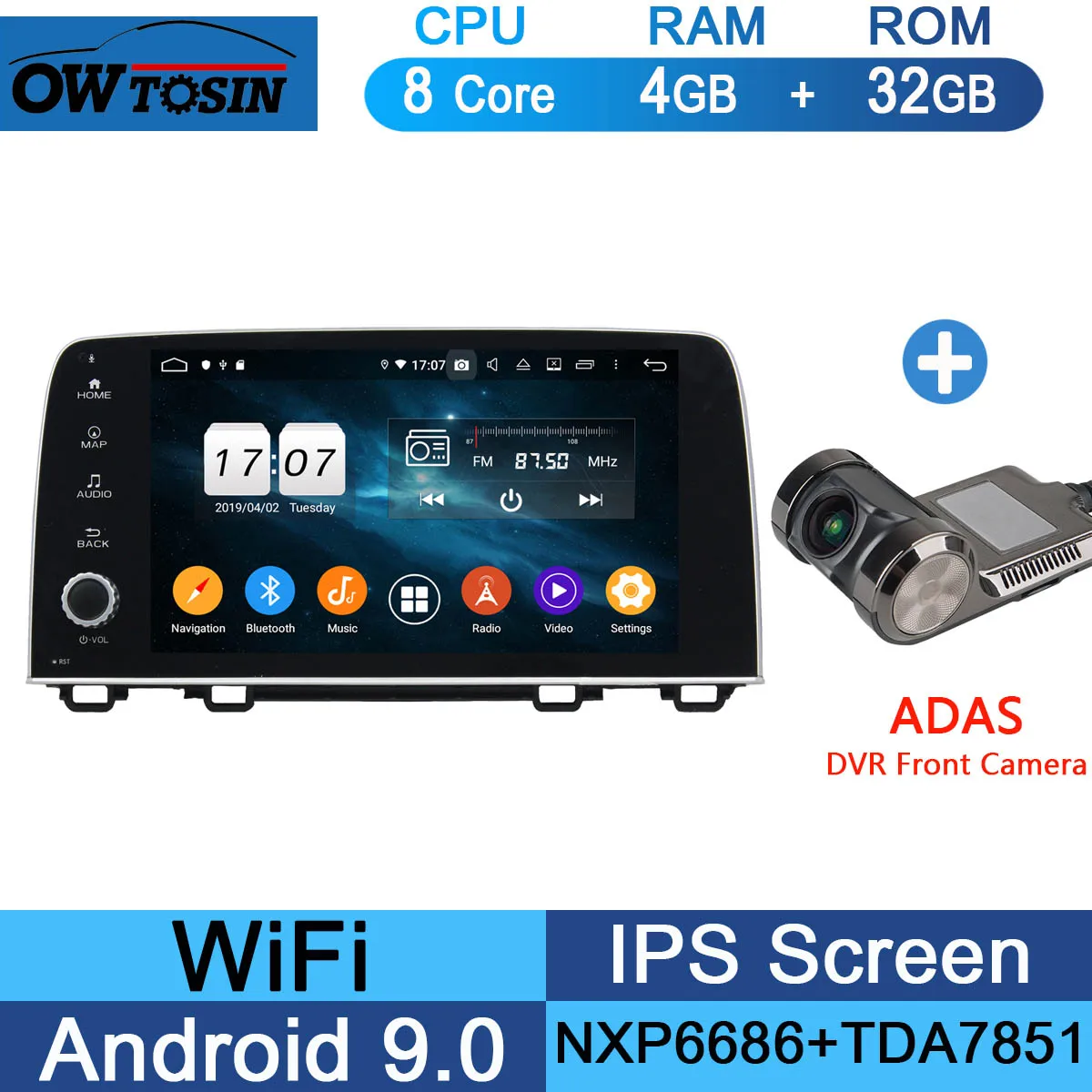 32G Adas Camera " ips 8 ядерный 4G+ 64G Android 9,0 автомобильный DVD мультимедийный плеер для Honda CRV CR-V gps Радио Стерео Parrot BT CarPlay - Цвет: 32G Adas Camera