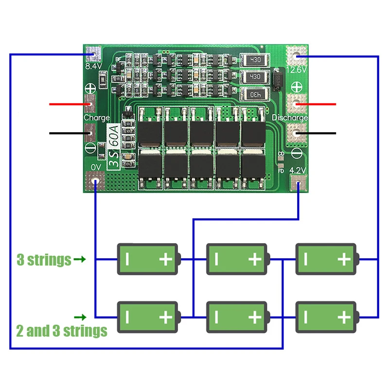 Mayitr 3S 12,6 V 60A w/баланс литиевая батарея плата защиты BMS для 18650 26650 полимерных литий-ионных батарей