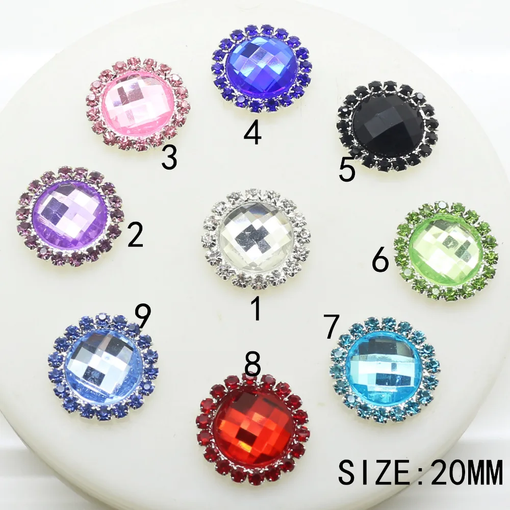 10 шт./лот 20 мм в диаметре различные Цвет Алмазный Кнопка искусственного кристалла