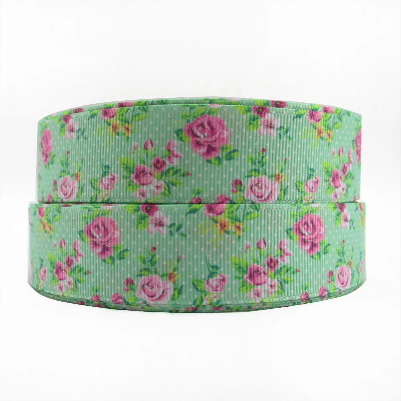 1 &quot(25 мм) Роза цветок ленты Высокое качество печатных полиэстер 50 ярдов DIY