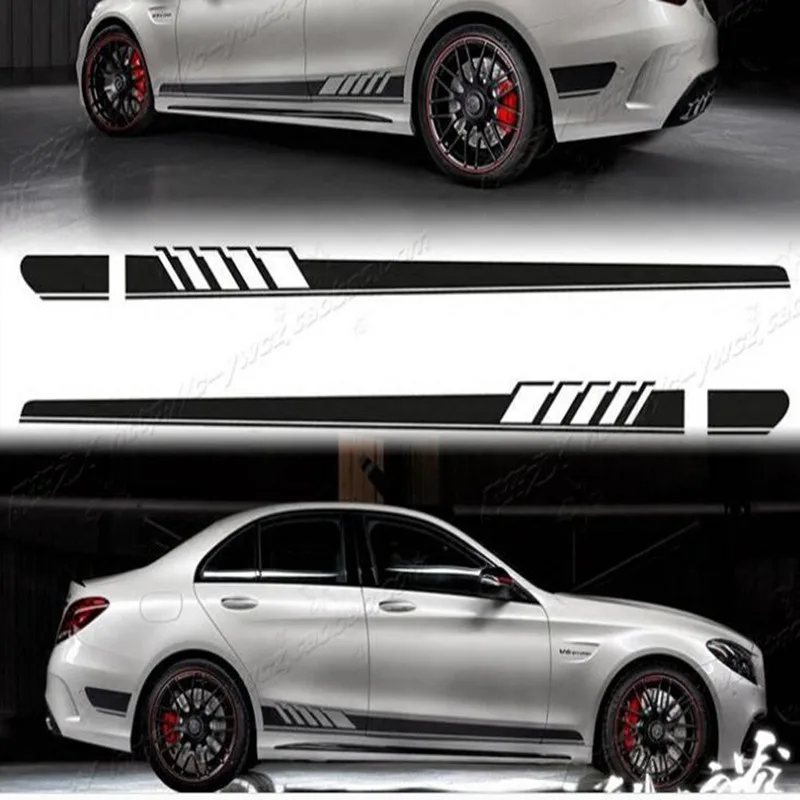 Автомобильная наклейка гоночная полосатая боковая юбка для Benz C Class W205 AMG Edition
