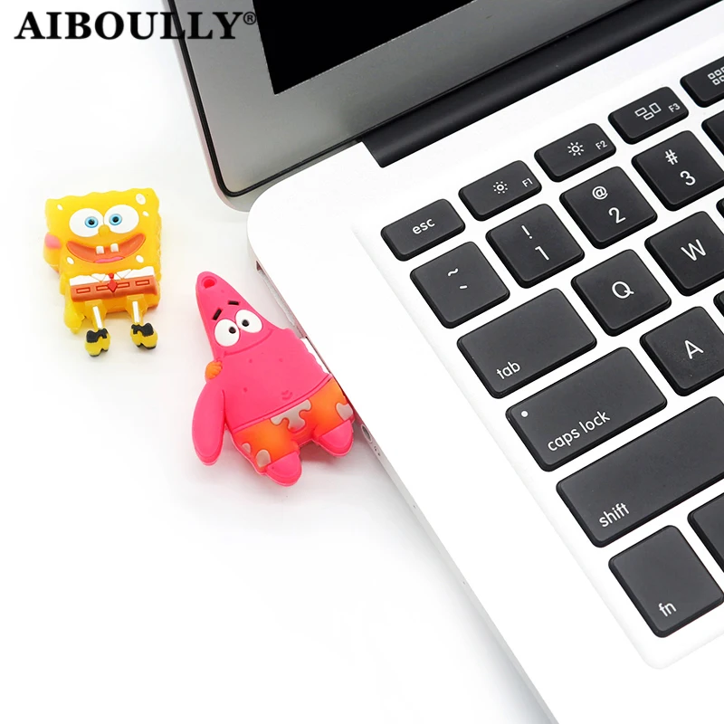 AIBOULLY Usb 2,0 флэш-накопитель карта памяти 64 ГБ милый флеш-накопитель Губка Боб Патрик USB флэш-накопитель 32 ГБ 16 ГБ 8 ГБ 4 ГБ