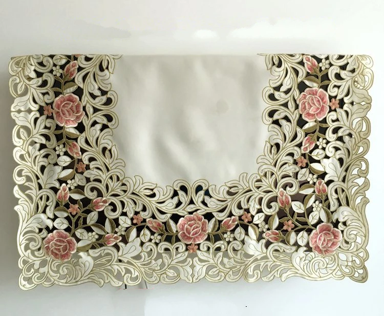 

Peach roses series Rural cloth art Chinese embroidery tablecloth dust cover Electrical dustproof cover