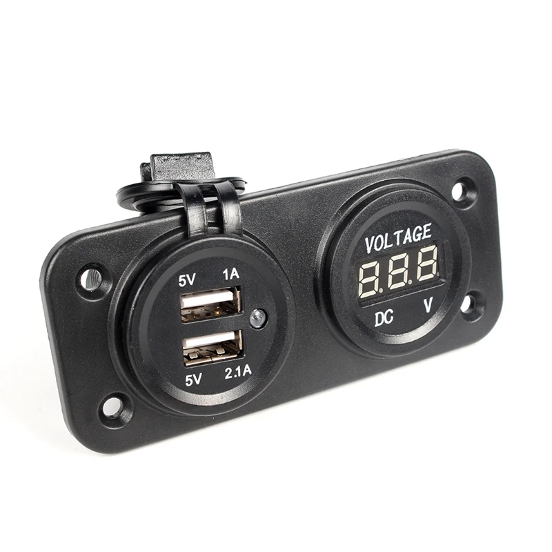 12V 24V Автомобиль Мотоцикл Адаптер зарядного устройства с двойным USB+ DC Вольтметр цифровой Дисплей монитор гнездо для автомобильного прикуривателя компонентов внедорожники