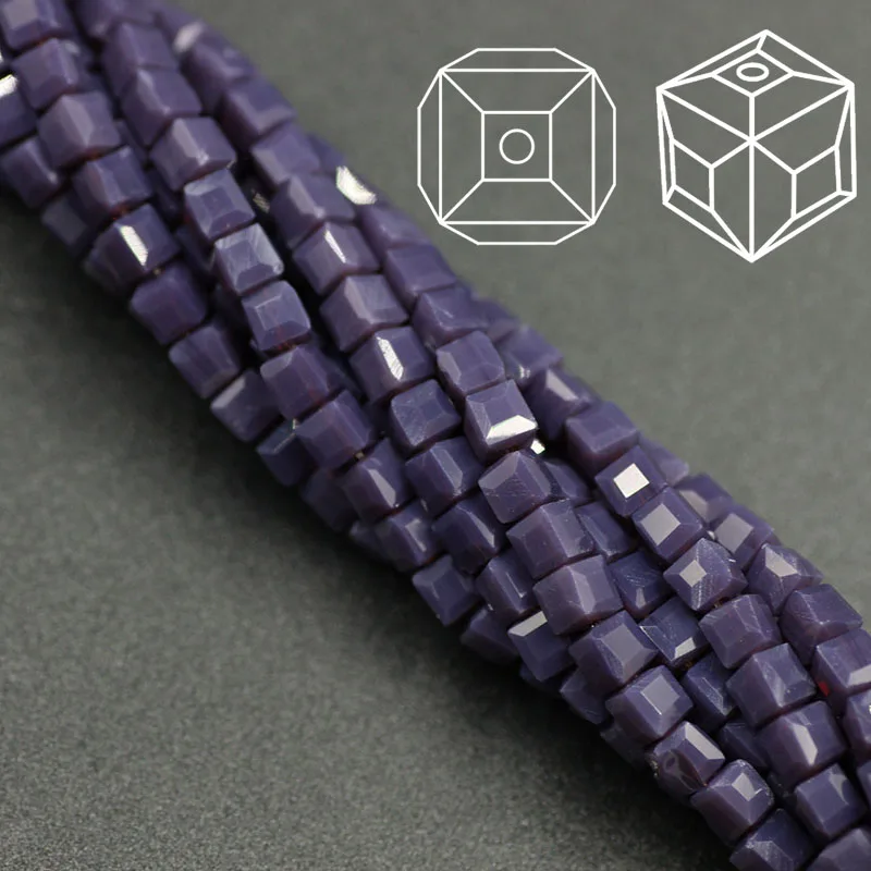 violet porcelain ZHUBI 100 шт 3 мм модные разделительные кубики граненые хрустальные бусины амулеты конфетные стеклянные Квадратные бусины для изготовления ювелирных изделий из бисера - Цвет: violet porcelain