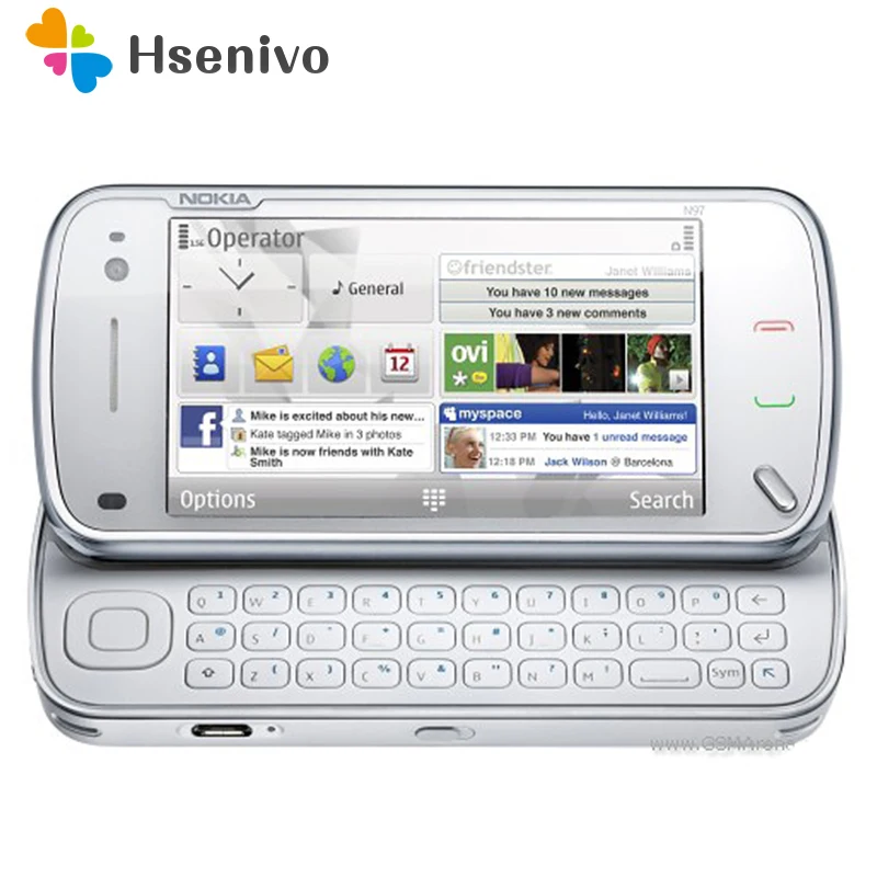 N97 Nokia N97 32GB мобильный телефон разблокирован 3g Wifi 5MP gps Восстановленный