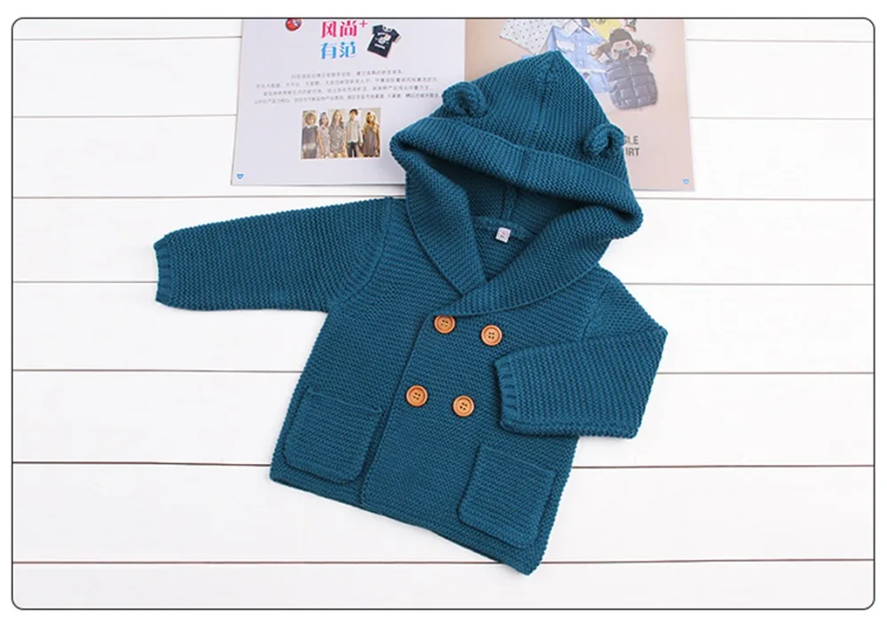 Свитер для новорожденных мальчиков кардиган вязаная куртка маленьких и пальто с