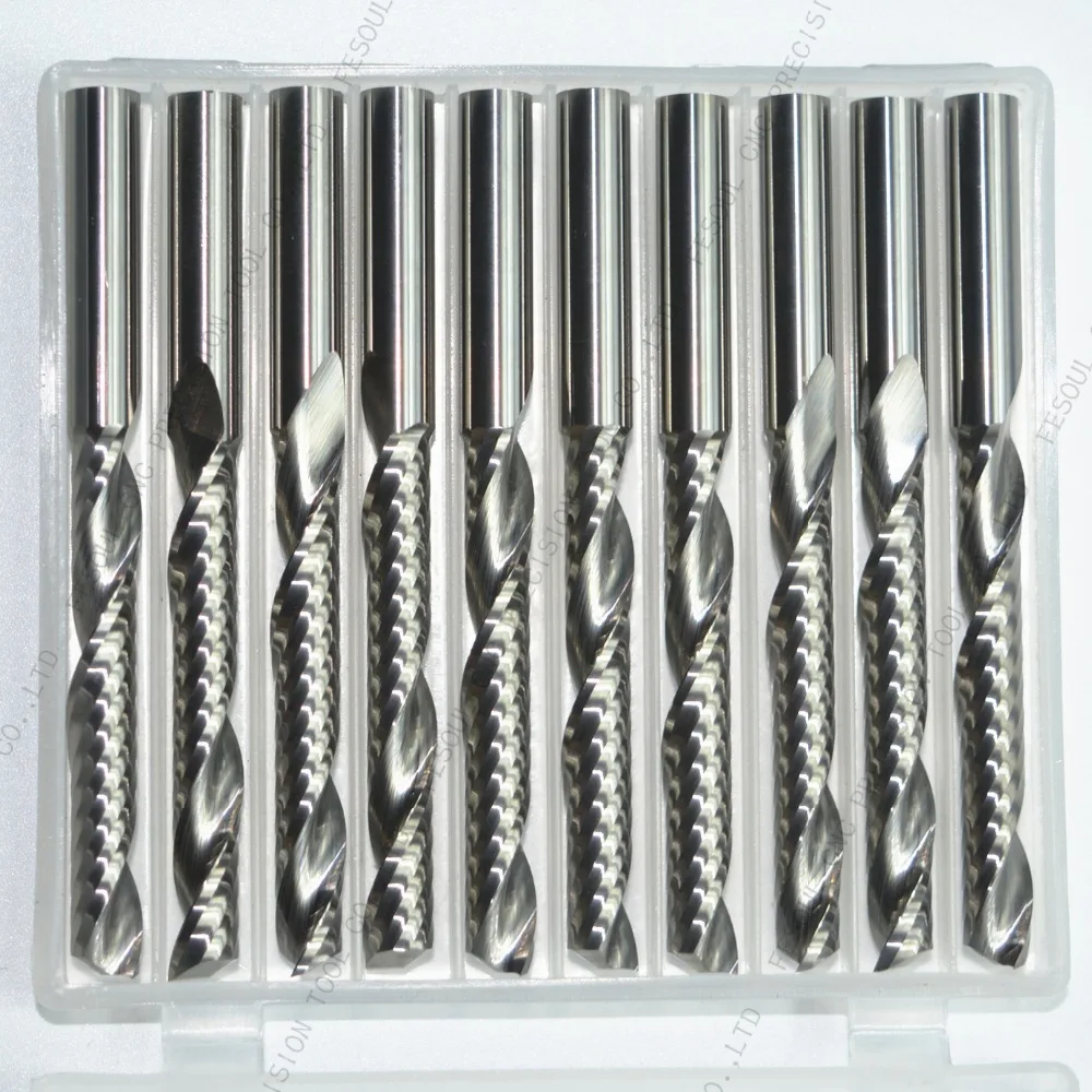10PCS-6mm* 42 мм, твердый карбид cnc Концевая фреза, Концевая фреза для деревообработки, 1 Флейта Спираль Фрезы, фрезы по дереву, ПВХ фреза