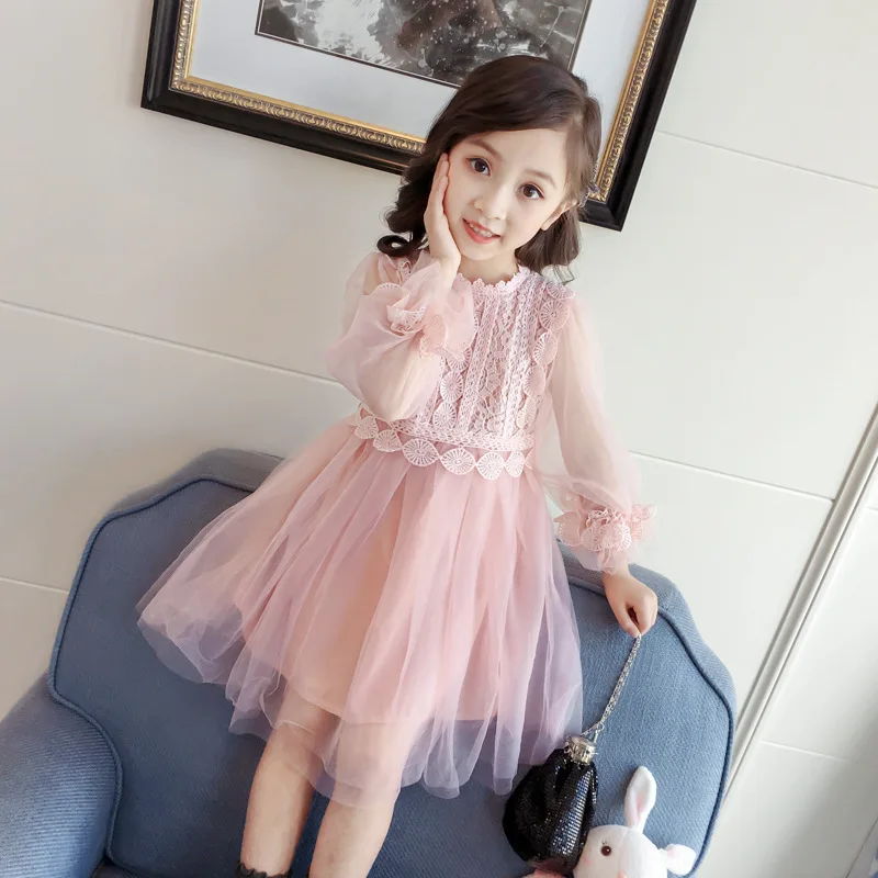 

2018 autumn new Girls Kids lace princess dress comfortable cute baby Clothes Children Clothing