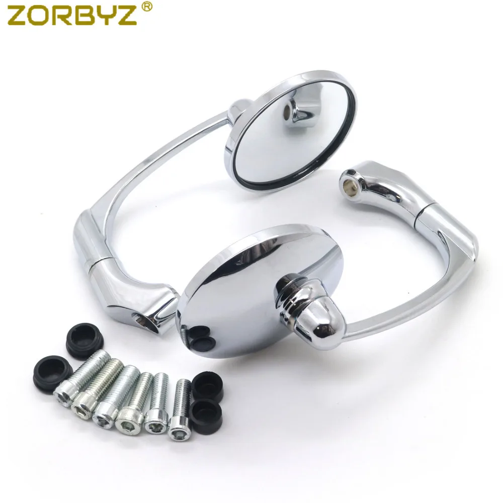 ZORBYZ мотоциклетные черные/хромированные ретро круглые боковые зеркала заднего