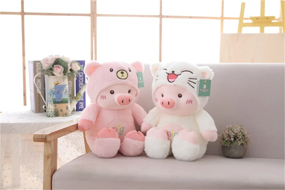 30/60 см Kawaii Pig Stuffe Плюшевая Кукла Косплей Кот, медведь и собака игрушка детская мягкая подушка в виде животного свинка Дети Девочка День рождения Рождественский подарок
