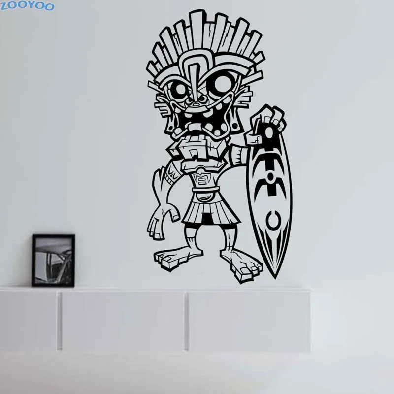 

ZOOYOO Strange Tribal Man Hawaii Surfer Wall Sticker Creative Home Decor Removable Living Room Wall Decals Murals