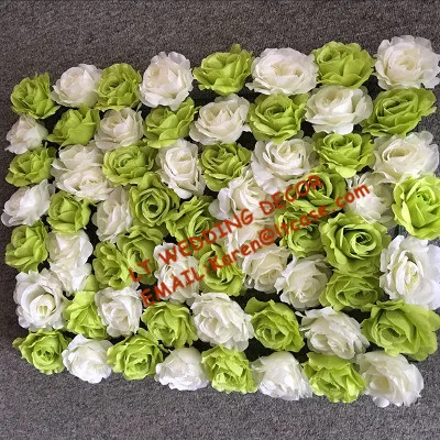 

green+white artificial rose and hydrangea flower wall for wedding backdrop or lawn/pillar road lead decoration