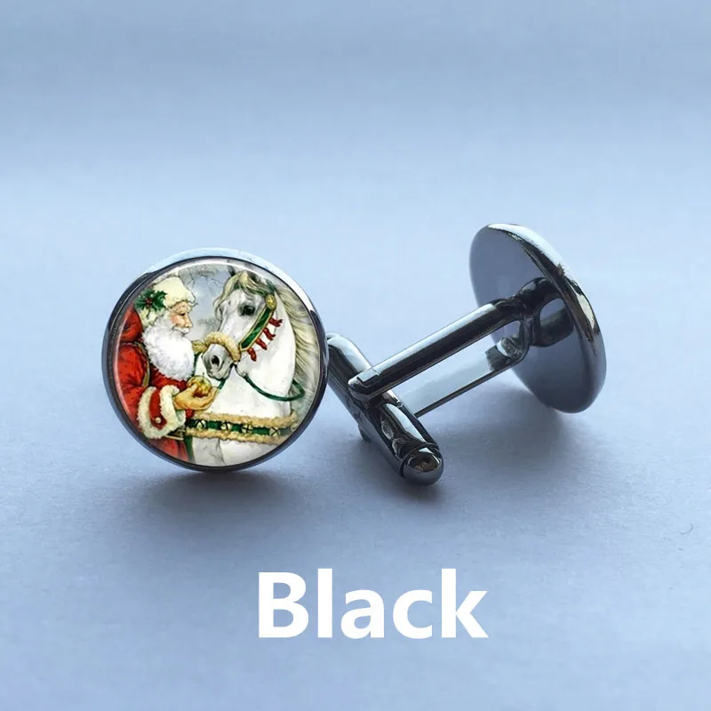 Рождественские запонки Санта кулон для носки художественный с лошадью ожерелье