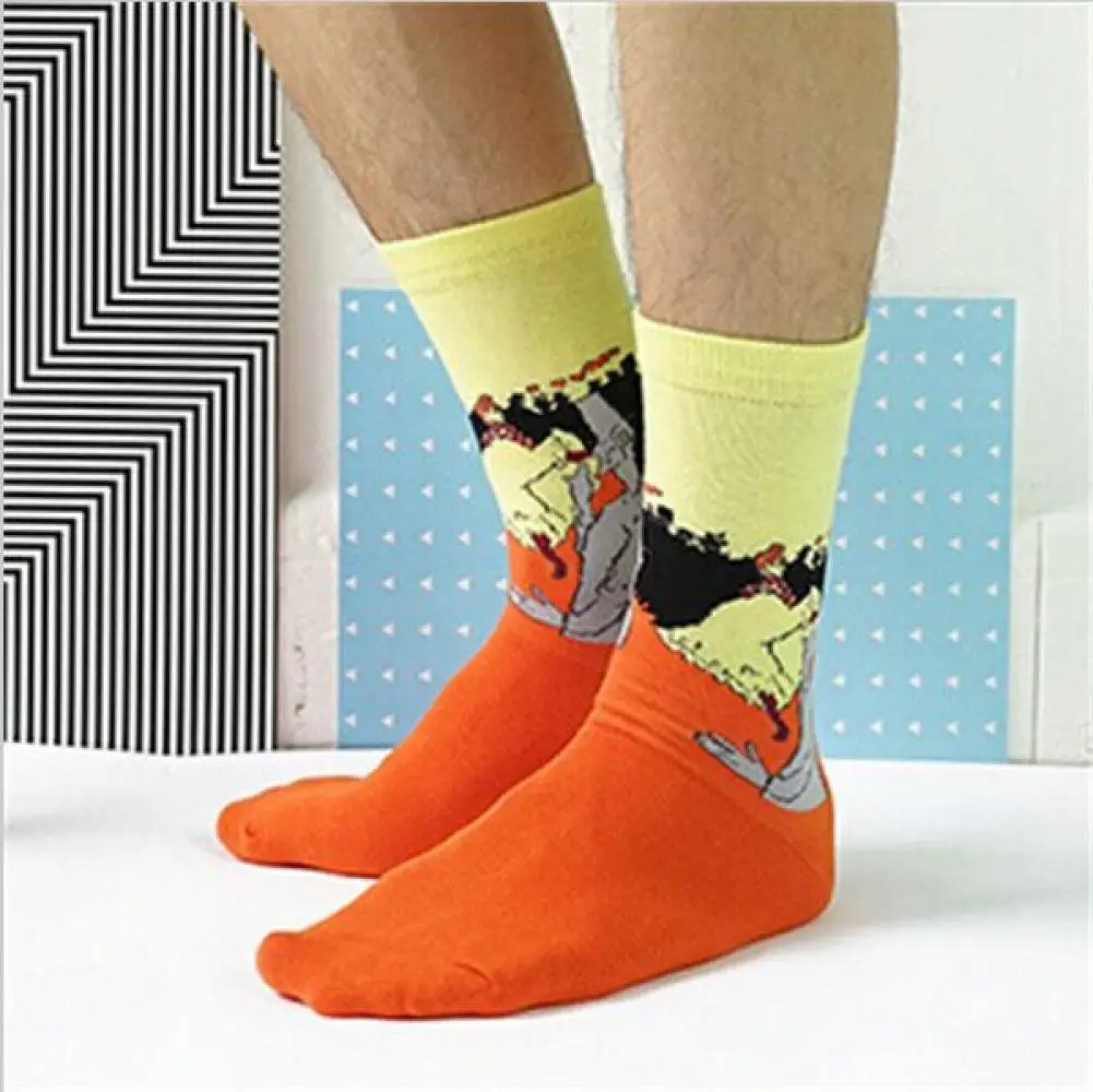 Printed Sox Women Van Funny Painting Men Pattern Novelty Harajuku Art Fashion Crew Socks Cotton Character Calcetine Gogh Design | Женская