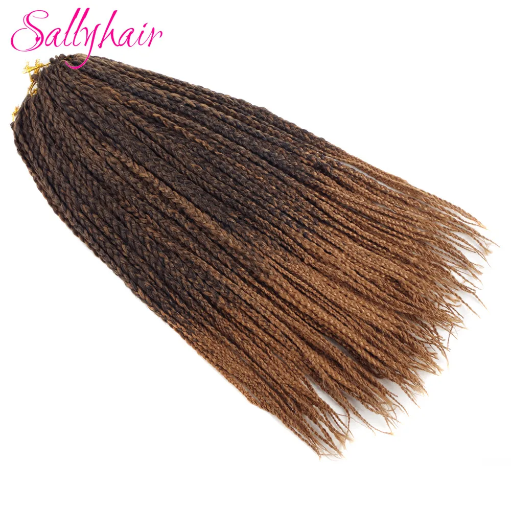 Sallyhair самых лучших брендов, 3X афро коробка косы 18 дюймов 22 шт./упак. синтетические накладные волосы на крючке, затененные, эффектом деграде(переход от темного к буксировочный тона плетеные волосы для наращивания чёрный; коричневый Bug