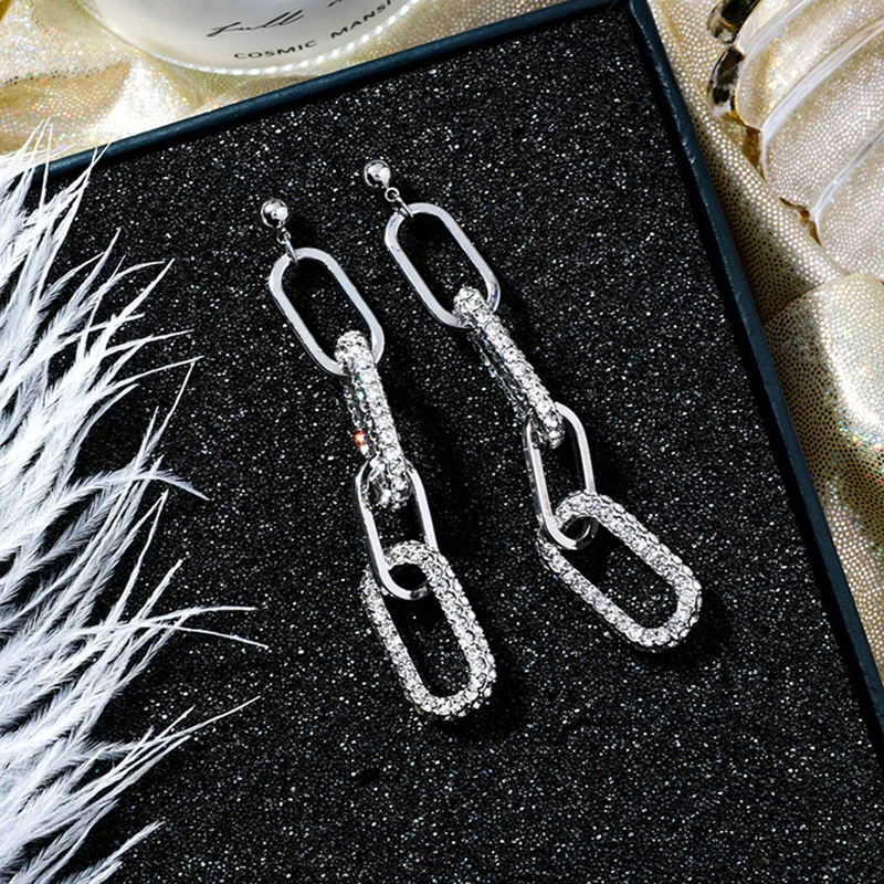 Серьги Стразы из звеньев серебра 2019 пробы для женщин пикантные модные корейские