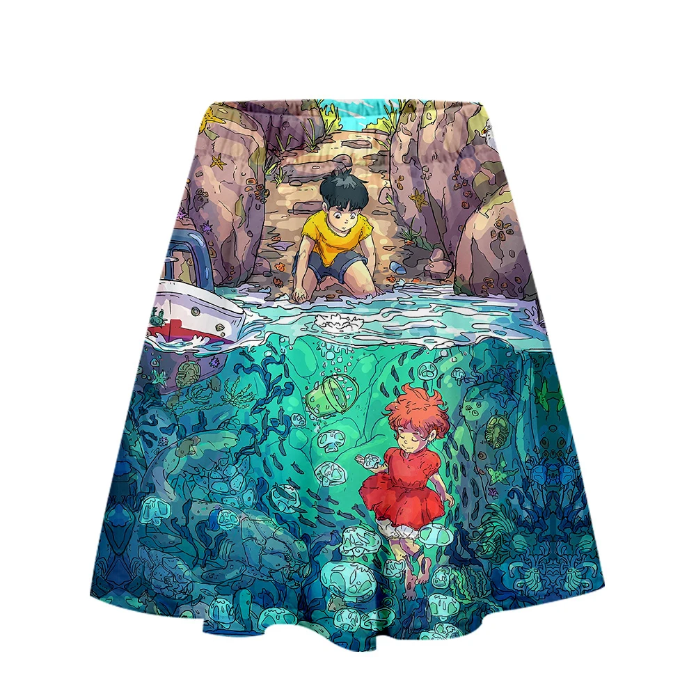 3D Ponyo на скале Для женщин юбка Кей-поп Харадзюку 2019 летние юбки женские дышащие