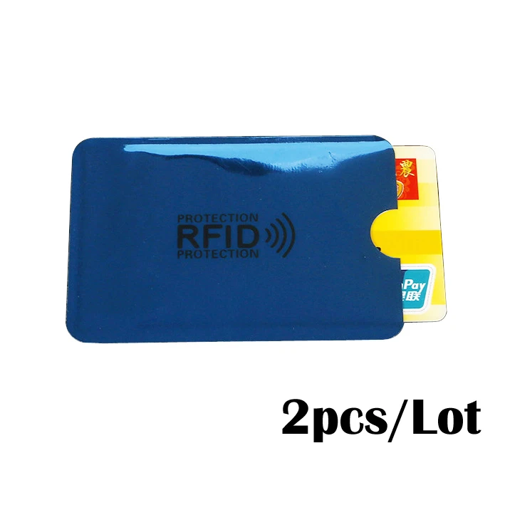 Blue 2 шт., анти-Rfid, кредитный держатель для карт, банк, Id карта, сумка, Обложка, держатель, идентификационный защитный чехол, портативный держатель для визиток - Цвет: Blue