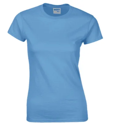 Carolina Blue Gildan, высокое качество, 22 цвета, S-XL, простая футболка для женщин, хлопок, эластичные базовые футболки, Женские повседневные топы, футболка с коротким рукавом - Цвет: Carolina Blue