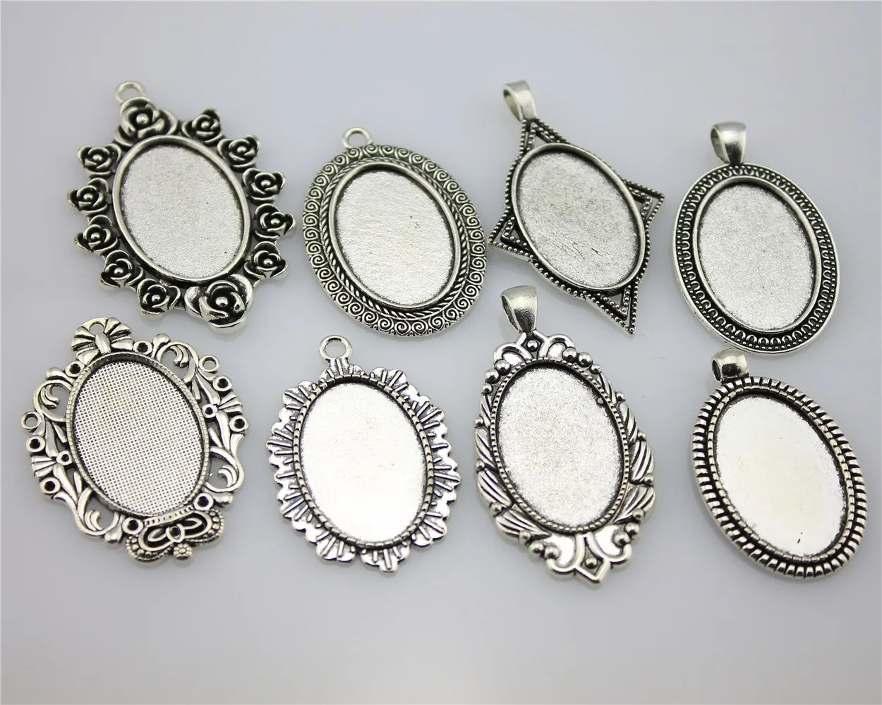 Mix Antique Silver 100 грамм Овальный 20x30 мм Внутренний Размеры нижнее белье смешанного дизайна для камео кабошоны базовые из сплава цинка, ювелирные изделия, аксессуары - Цвет: Mix Antique Silver