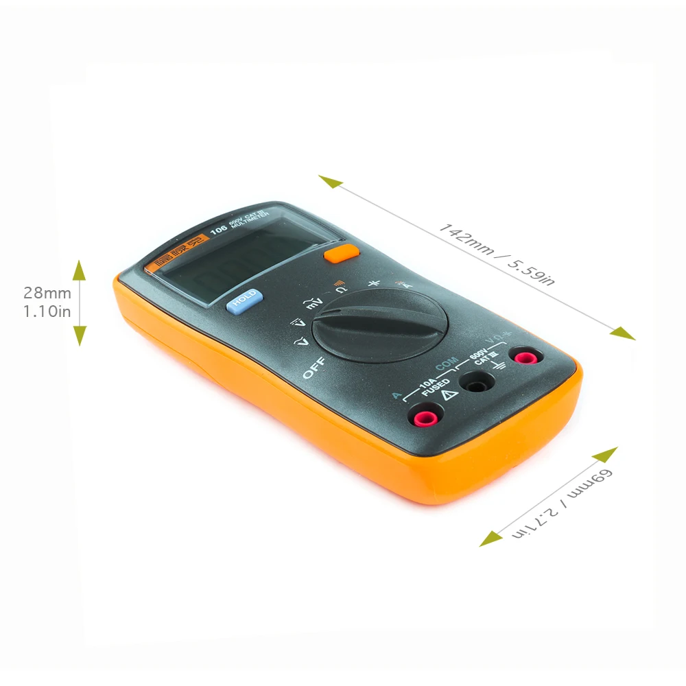 Fluke106 AC/DC Цифровой мультиметр напряжения тока с Ом, емкость, проверка непрерывности для основного электрического устранения неисправностей