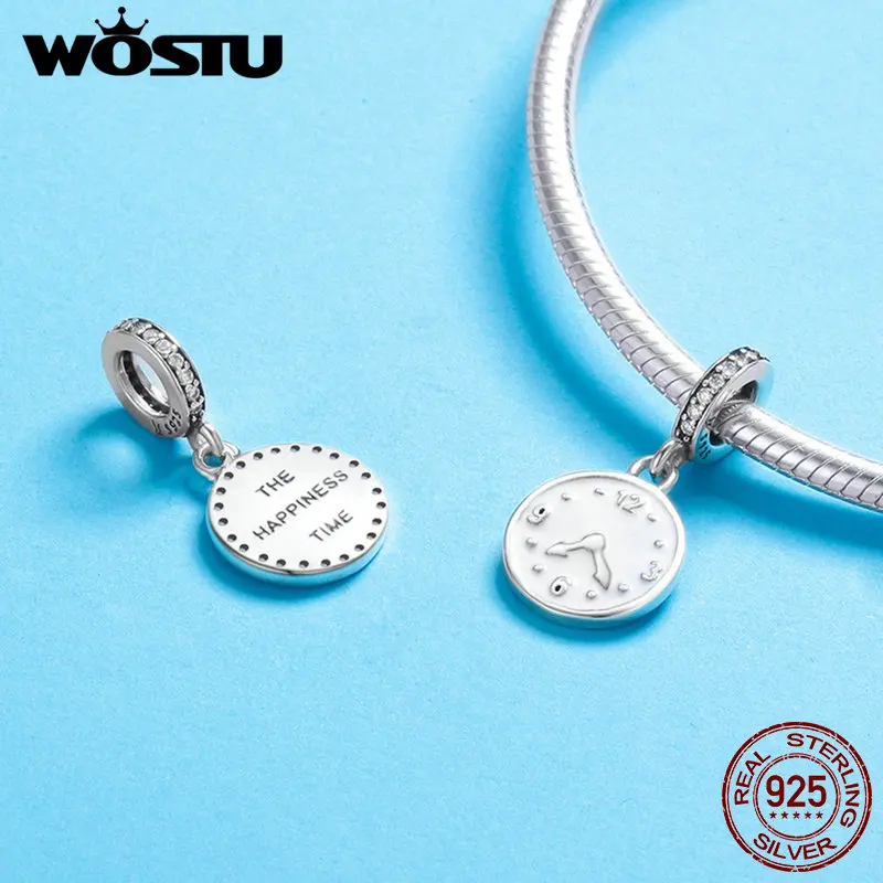 WOSTU/роскошные часы из стерлингового серебра 925 пробы с подвеской и бусинами