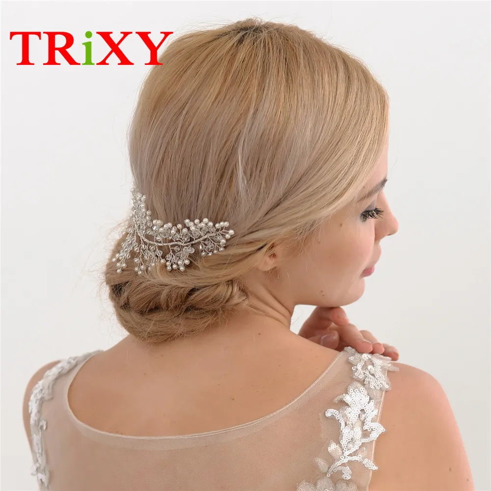 TRiXY H31 женские элегантные свадебные аксессуары стразы жемчуг расческа для