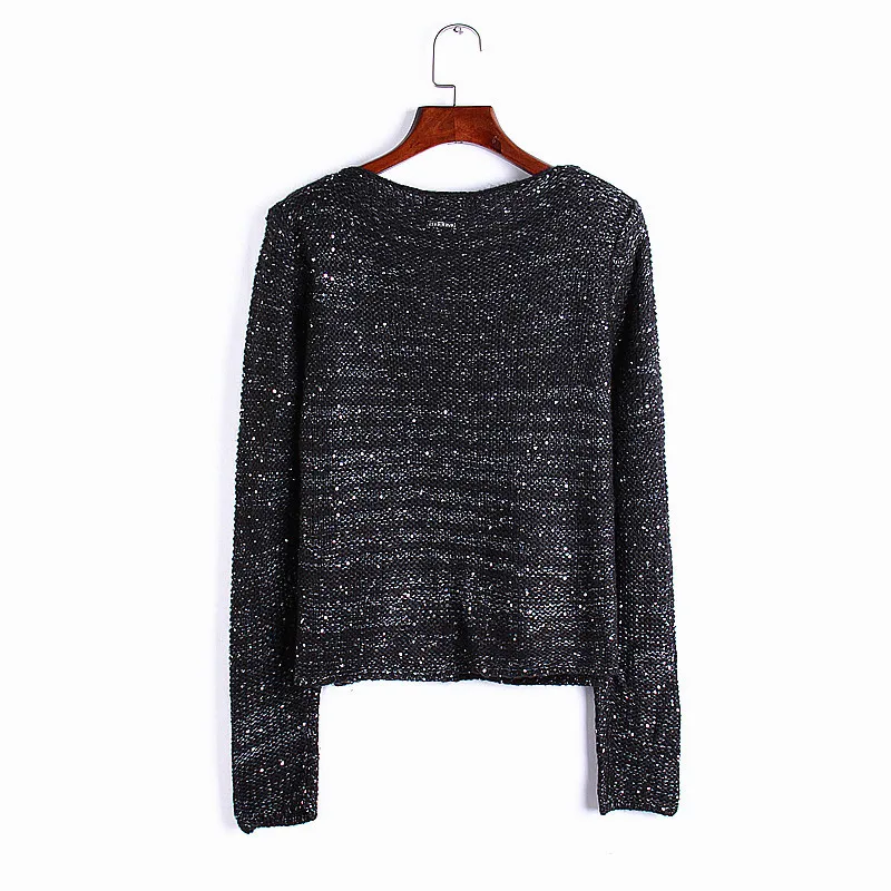 Big Sale~ sequin zipper knitted cardigans women sweaters female autumn winter Europe America fashion solid color Pullovers |