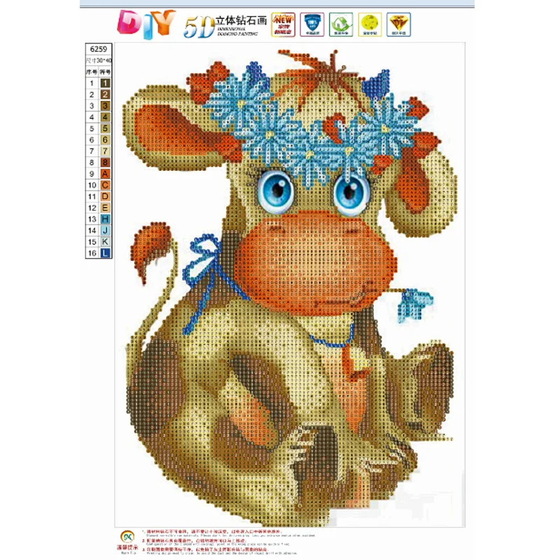 diamond painting 5D Diy Cartoon cow Painting Round Diamond mosaic Cross Stitch Kits Needlework Embroidery home decor | Дом и сад