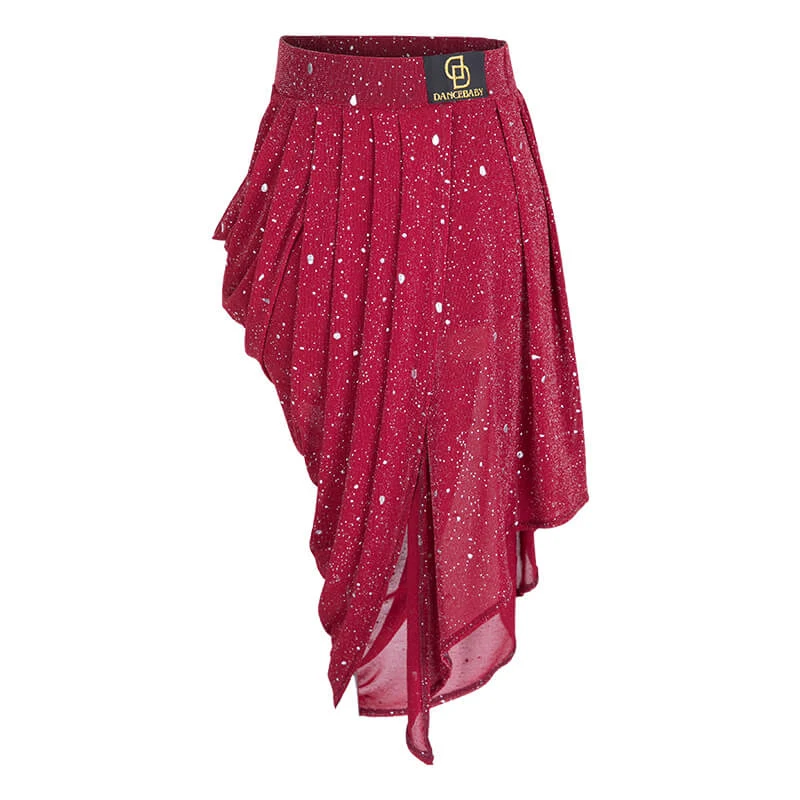 Red Skirt Блестящая юбка с блестками для латинских танцев для женщин, 3 цвета, юбка для женщин, платье для танго, бальных танцев, сальсы, тренировочные костюмы, платье для латинских танцев BL1341 - Цвет: Red Skirt