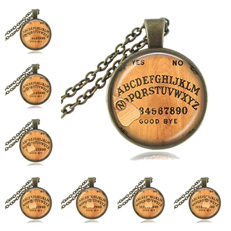 Ouija Board Necklace Personalized Pendant You Choose the Letter Wiccan Jewelry Glass Cabochon Bronze Chain Statement | Украшения и